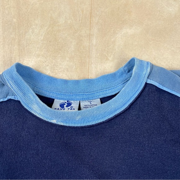 Vintage Hang Ten Surf Company Blue Large T-Shirt Beach Surf California Hawaii - Picture 4 of 5